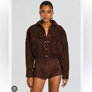 RETROFETE SOLD OUT Araminta Suede Leather Romper